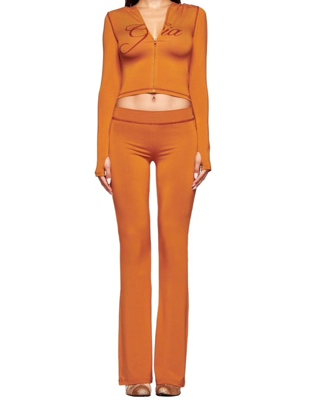 Women's Stretch Flare Leggings in Orange